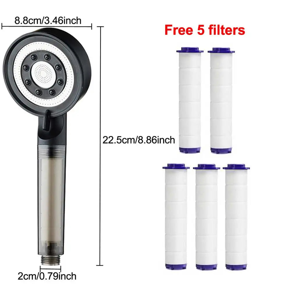 High Pressure Shower Head – 5 Jet Modes with Filter | Water Saving