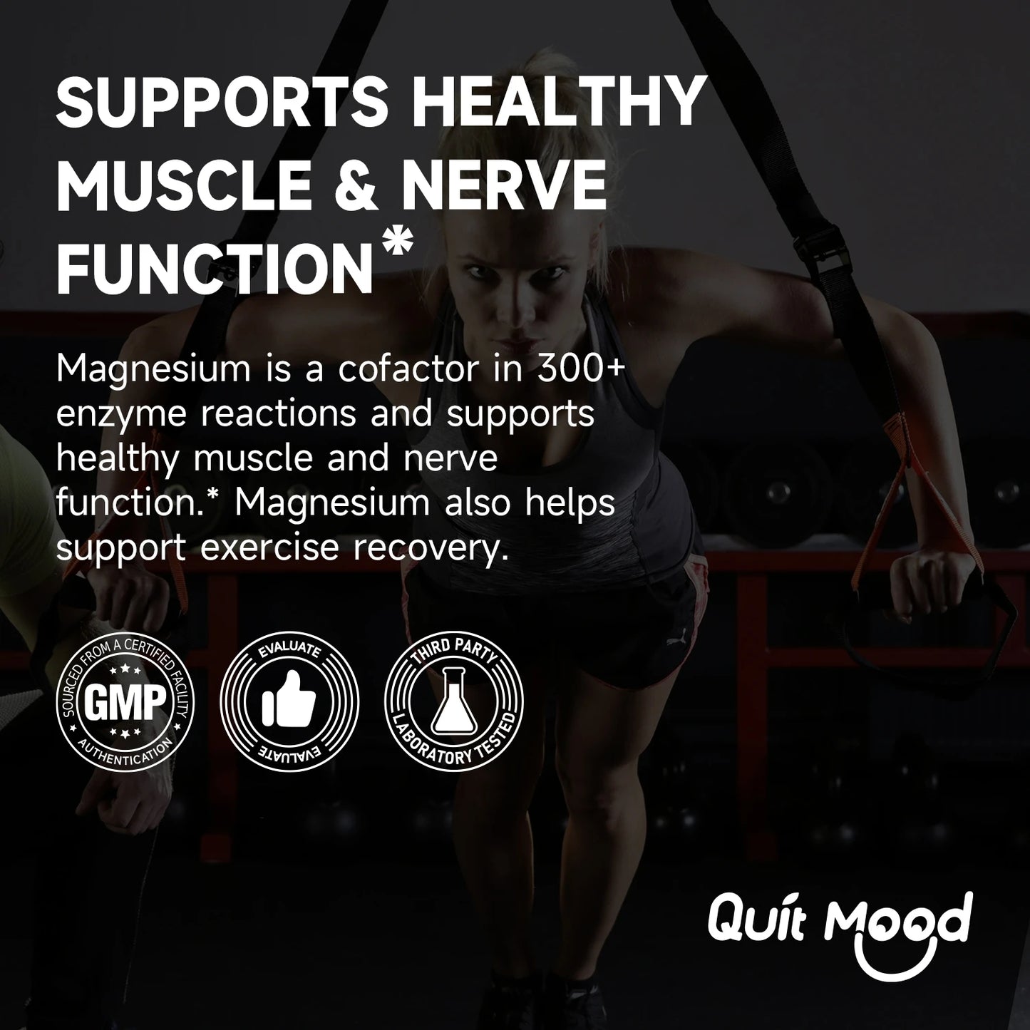 Quitmood Triple Magnesium Complex | 300mg of Magnesium Glycinate, Malate, & Citrate for Muscles, Nerves, & Energy | High Absorpt Peaceful Pleasures Health and Wellness