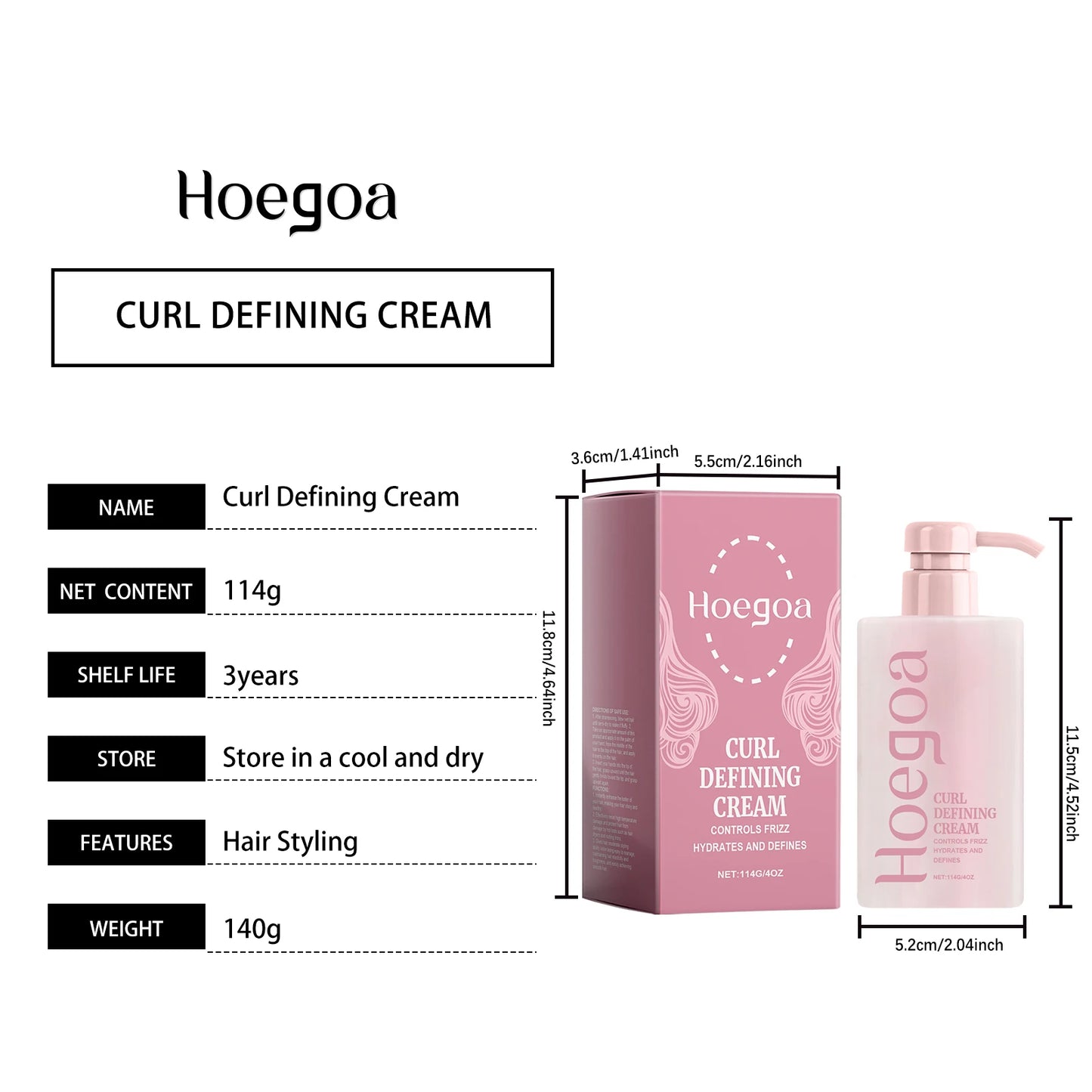 HOEGOA Curl Defining Cream – Shea Butter & Coconut Oil 140g