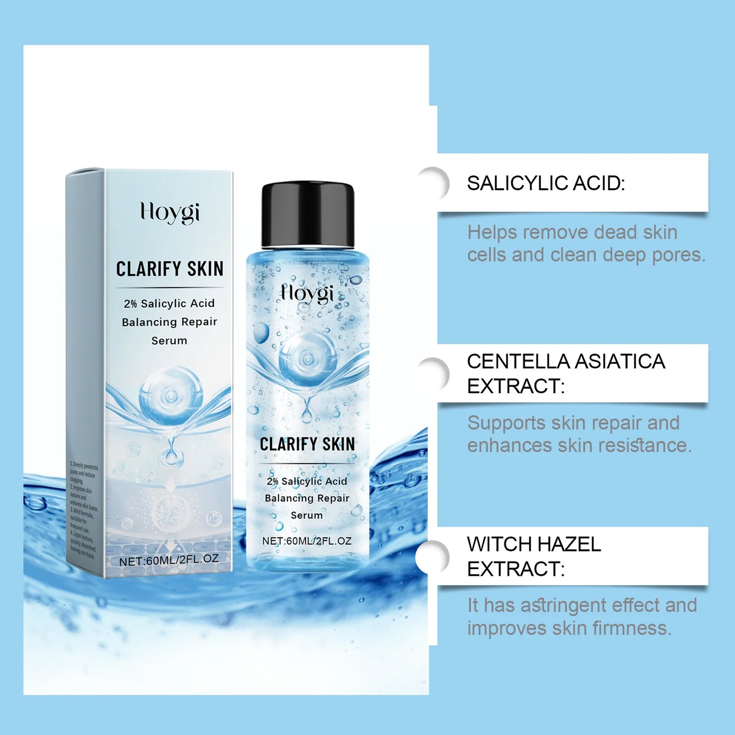 Salicylic Acid Facial Serum Gentle Shrink Pore Blackhead Removal Hydrating Oil Control Moisturize Water Light Beauty Face Serum Peaceful Pleasures Health and Wellness