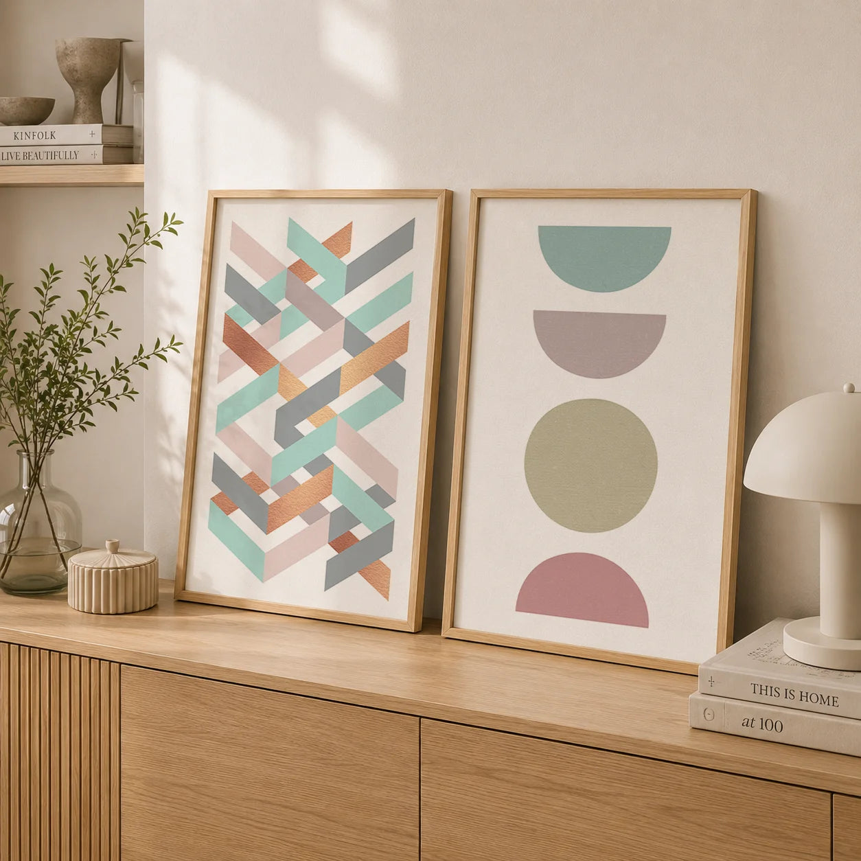 Abstract Boho Wall Art Nordic Geometric Canvas Painting Modern Minimalist Poster Print for Living Room Bedroom Wall Decor Peaceful Pleasures Health and Wellness