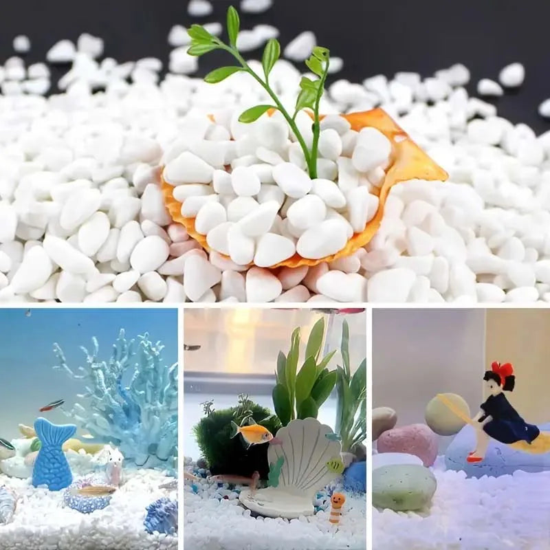 Natural White River Pebbles 200g – Decorative Garden Stones