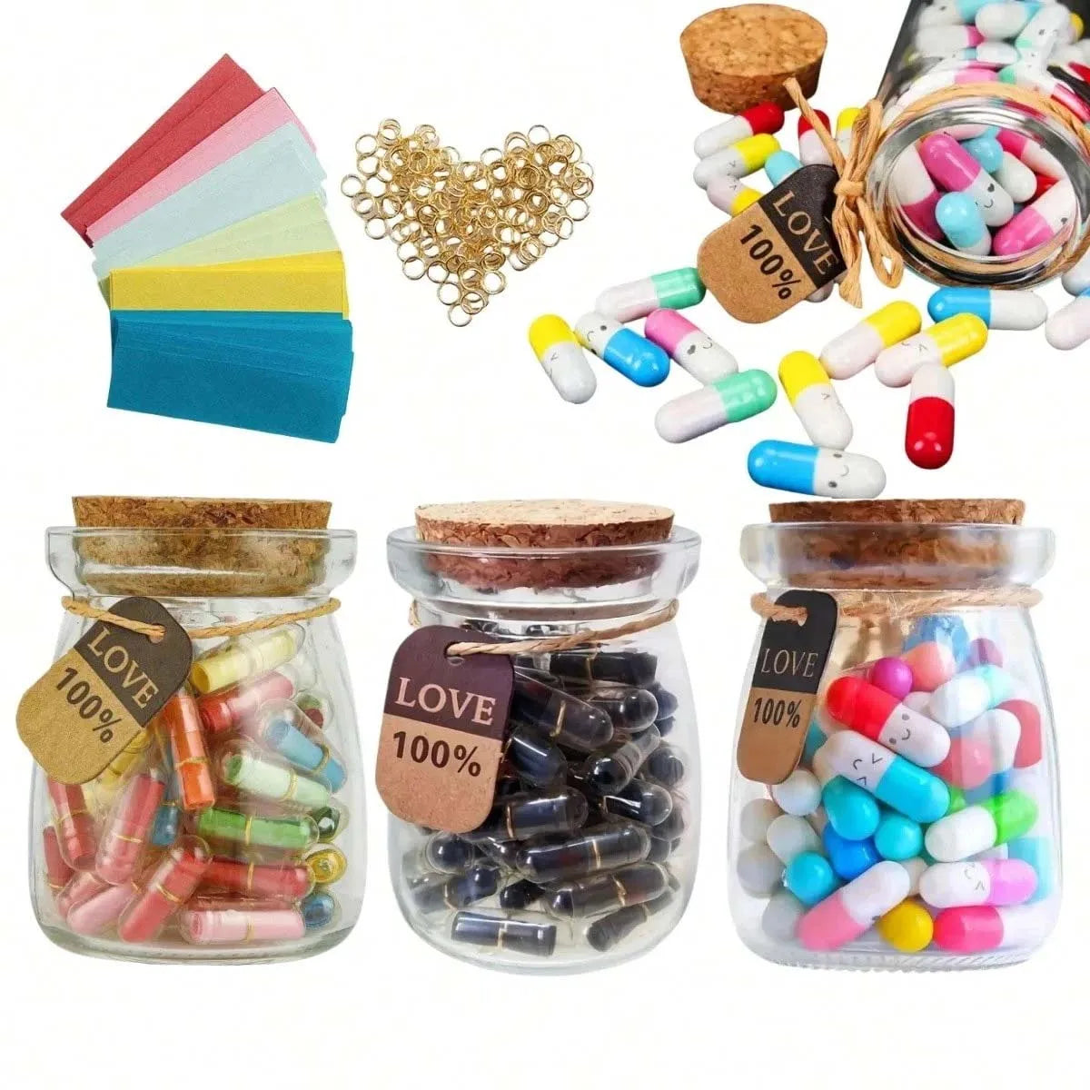 50pcs Message Capsule Love Pills – Blank Notes Wishing Bottle
