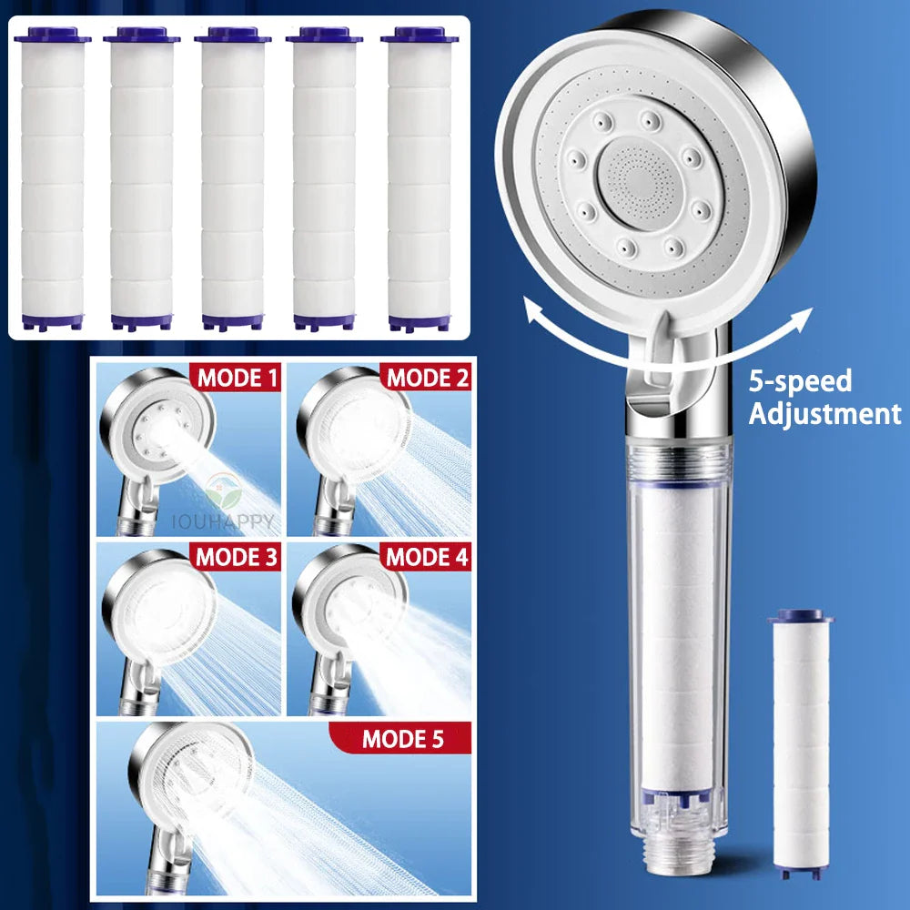 High Pressure Shower Head – 5 Jet Modes with Filter | Water Saving