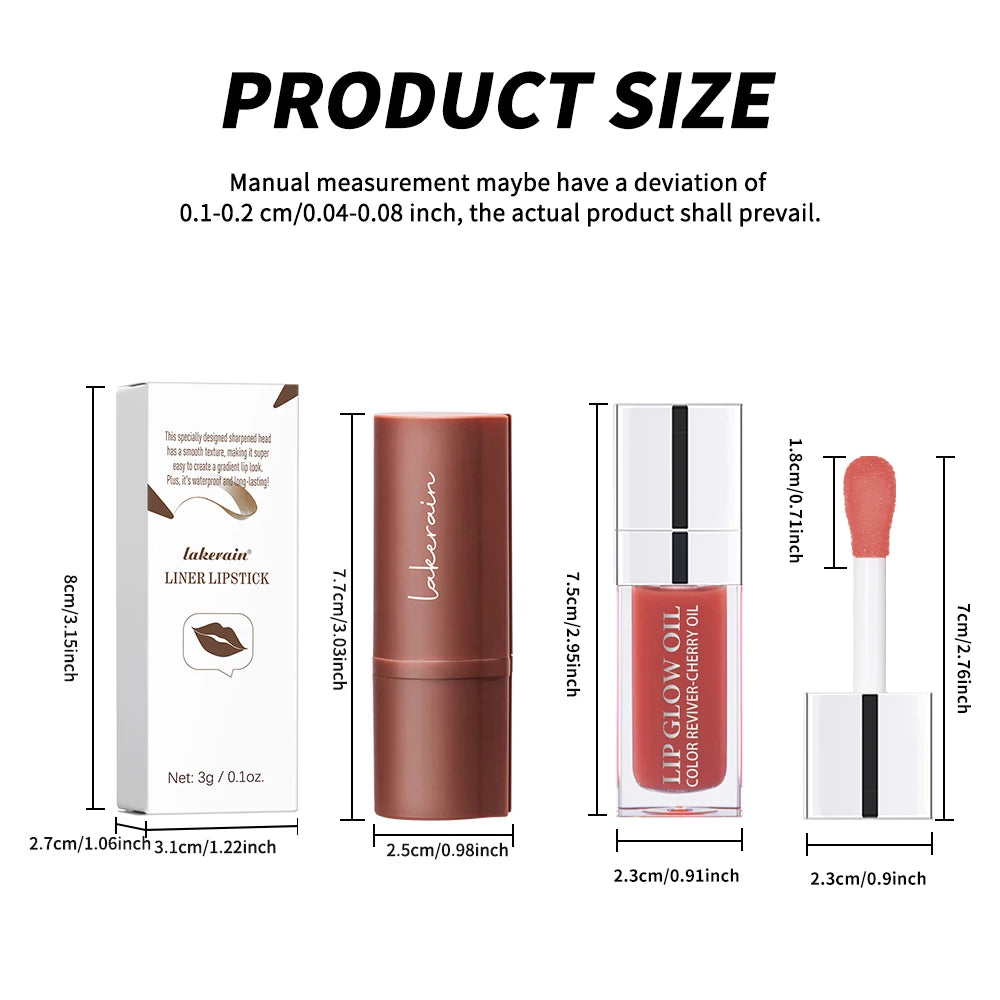 2pcs Nude Lip Combo Set Dark Brown Lip Liner With Glossy Pink Nude Gloss Shiny Long Lasting Lip Glossy Lips Lightweight Feel Ma Peaceful Pleasures Health and Wellness