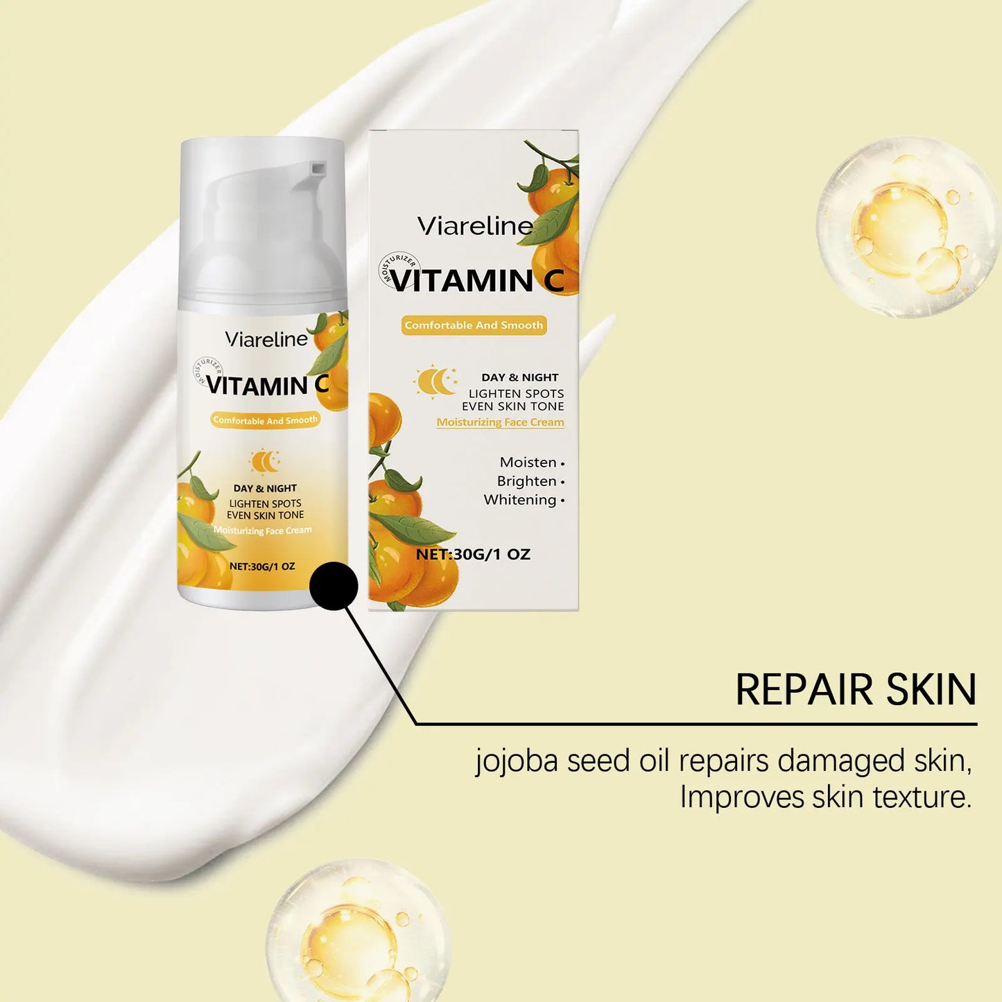 Viareline Vitamin C Face Cream – Brightening & Deep Moisture 30g