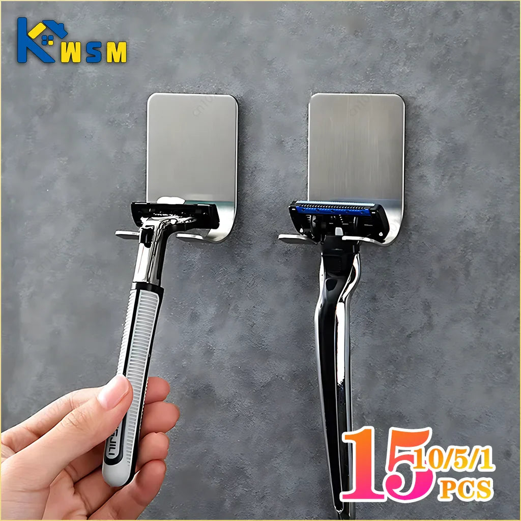 No-Drill Adhesive Razor Holder Wall Hook | Bathroom Storage