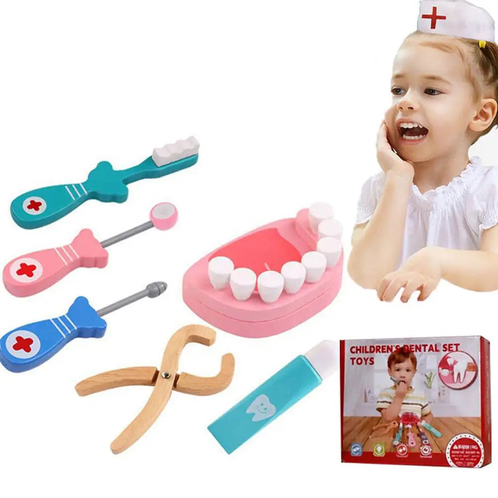 Dentist Play Cosplay Doctor Wooden Toy Gifts Kids Interest Simulation