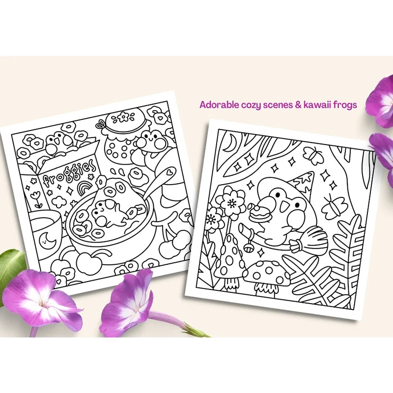 Froggy Days Kawaii Frog Coloring Book Adorable Adventures Relaxing