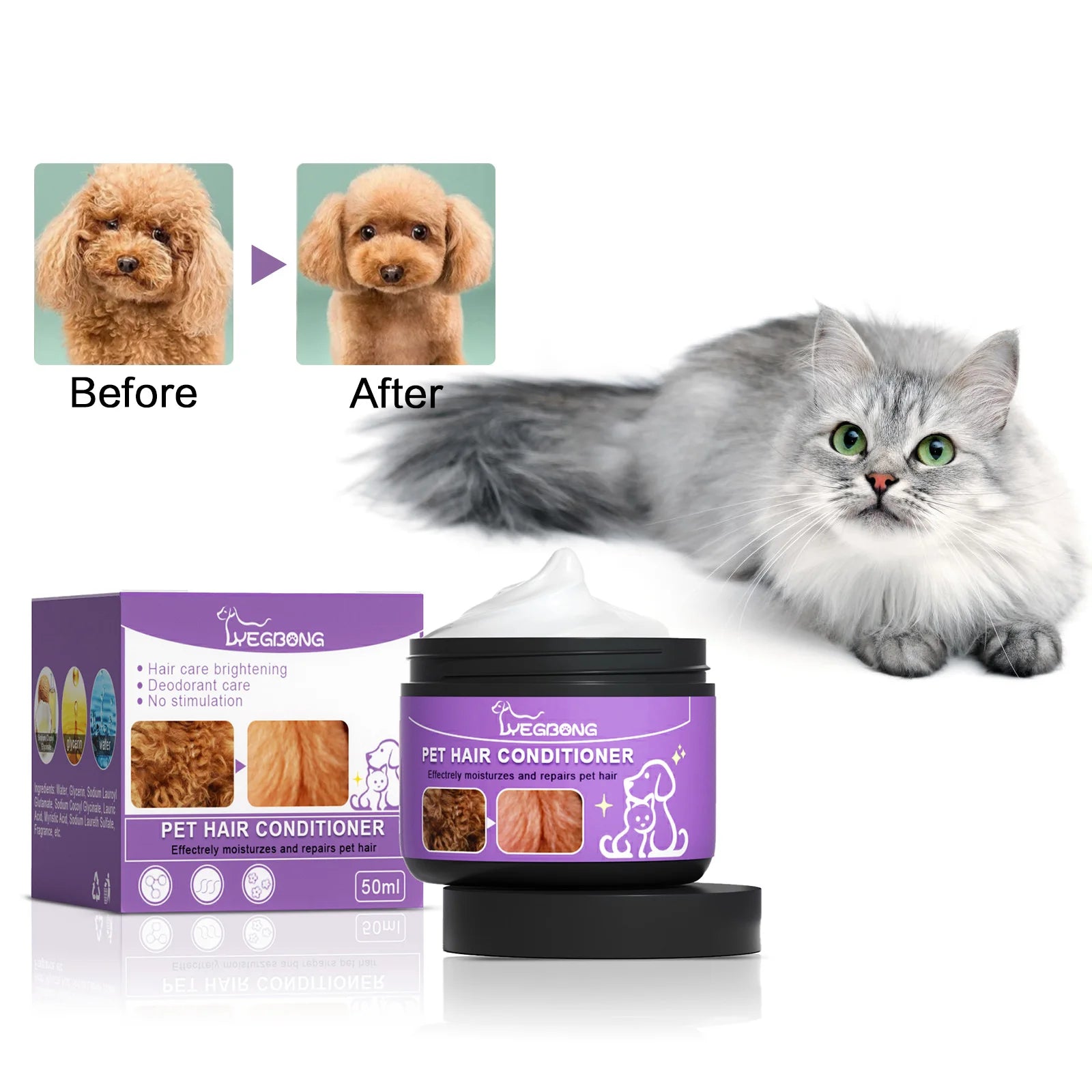 Pet Hair Conditioner Hair Softening Prevent Hair Knots Bathless Clean Odor Removal Moisturizing Cat Anti Mite Ticks Dog Shampoo Peaceful Pleasures Health and Wellness