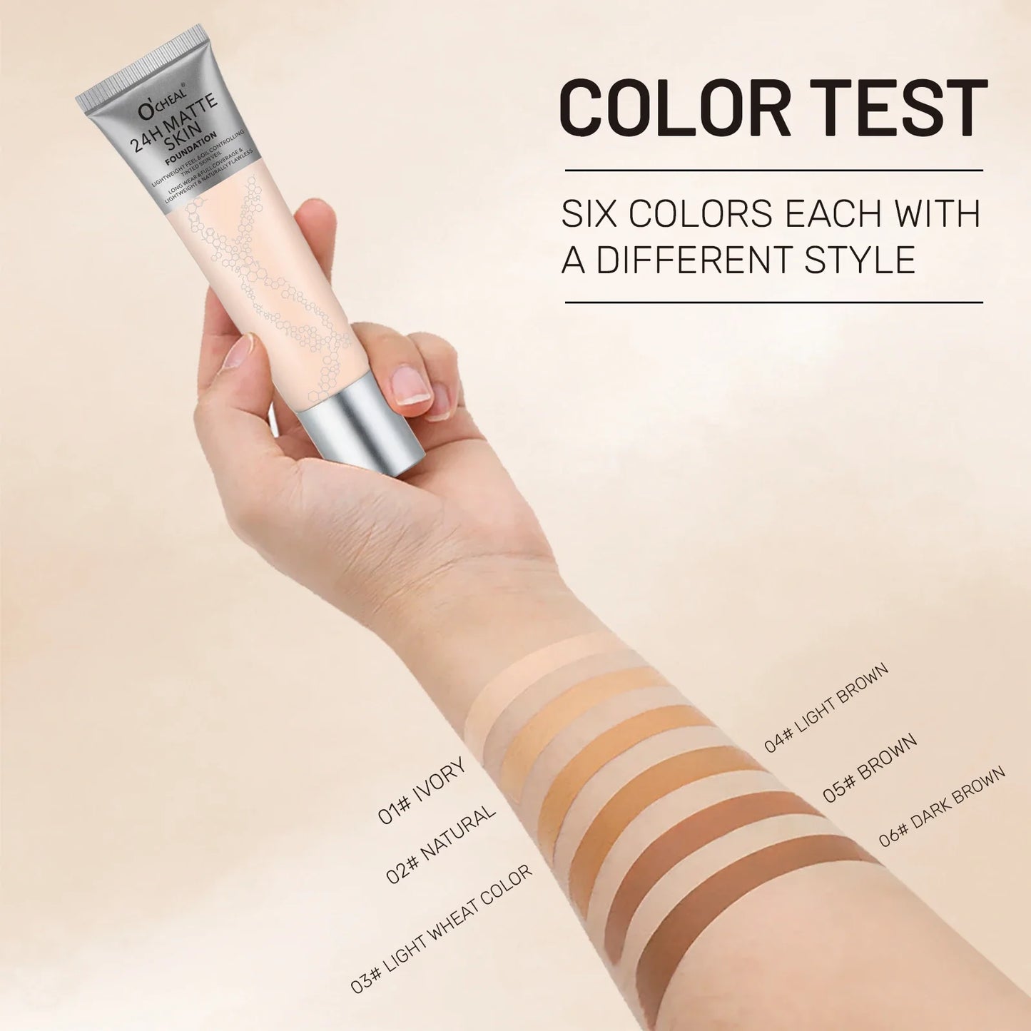 O'Cheal 6-Shade Matte Liquid Foundation & Concealer – 30ml