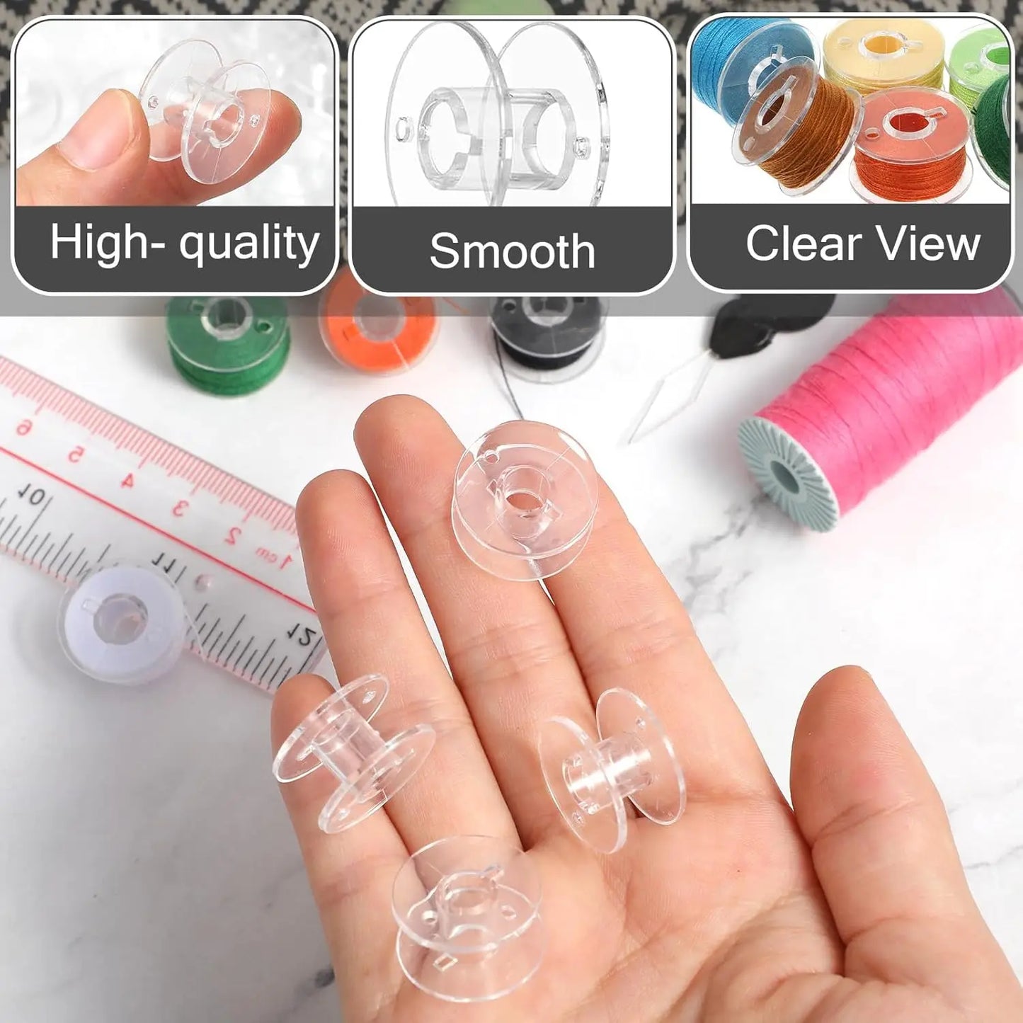 SA156 Clear Plastic Bobbins – Brother & Singer Compatible