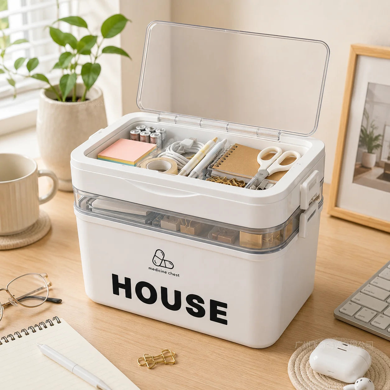 YX Large-Capacity Multi-Tier Stackable Storage Box Practical Portable Home First Aid Emergency Kit with Transparent Lid and Handles Organizer for Pills Crafts Hair Accessories Cosmetics Small Items Kitchen Bathroom Office Dor Peaceful Pleasures Health and Wellness