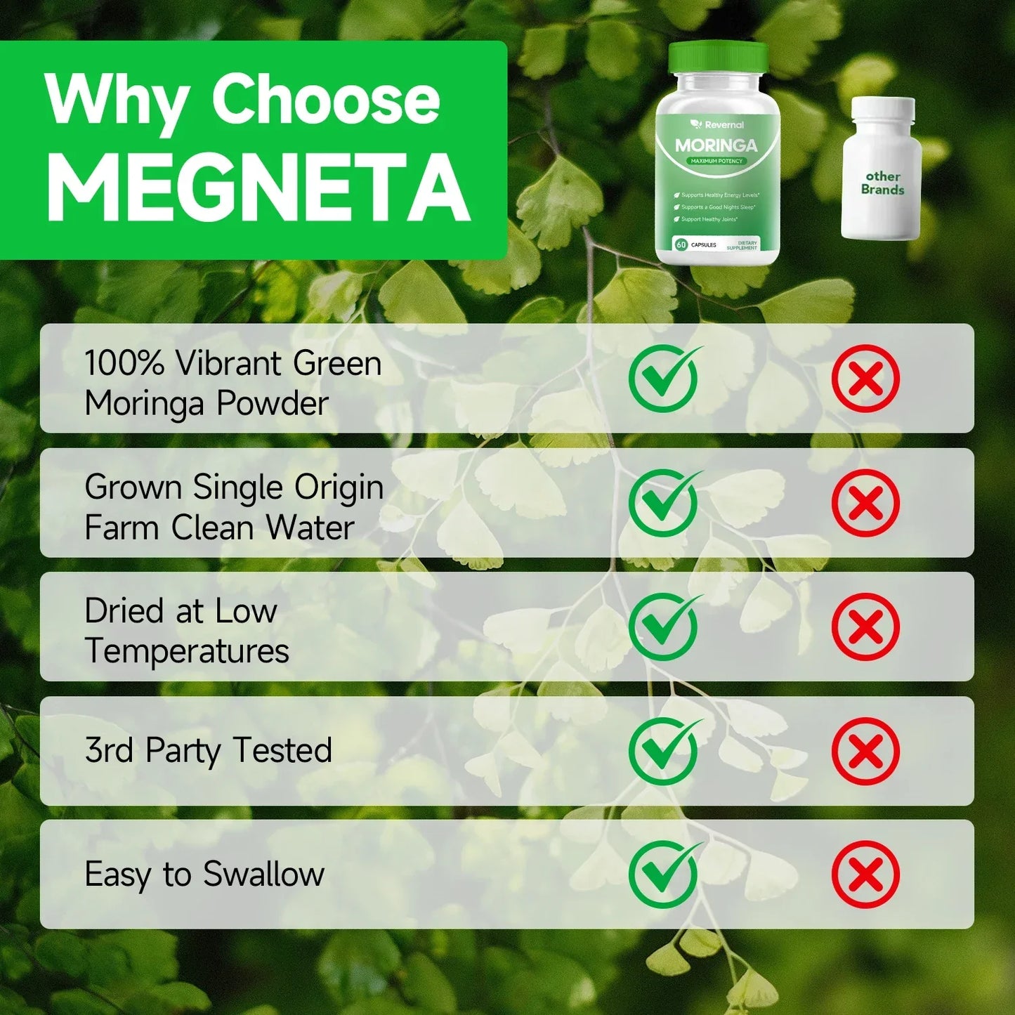 Quitmood Moringa Powder Capsules - 800mg of Pure Nutrient-Rich Moringa Powder - A Natural Green Antioxidant Superfood Peaceful Pleasures Health and Wellness