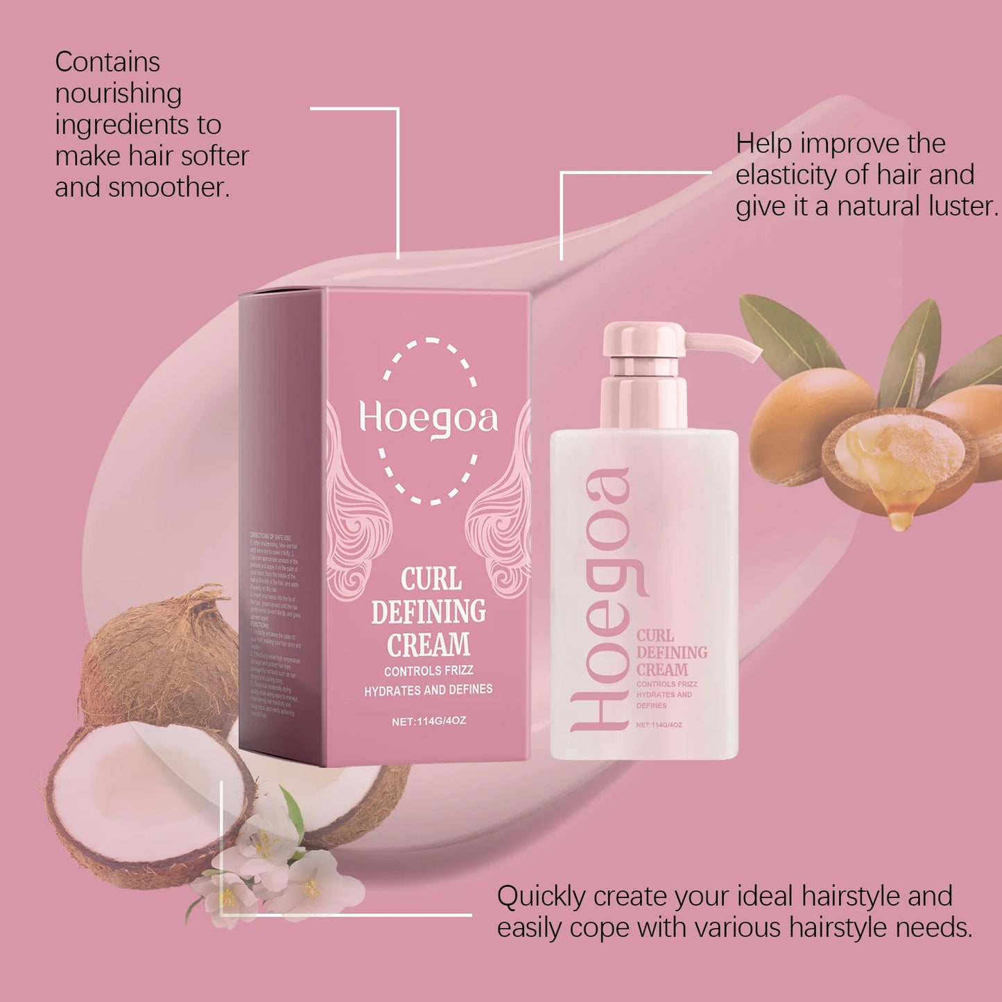 HOEGOA Curl Defining Cream | Shea Butter & Coconut Oil 140g