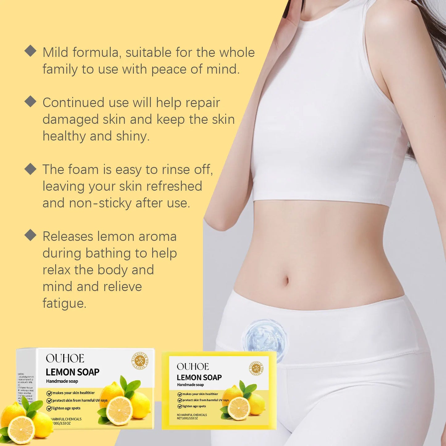 100g Lemon Bath Soap – Oil Control, Moisturizing & Smoothing