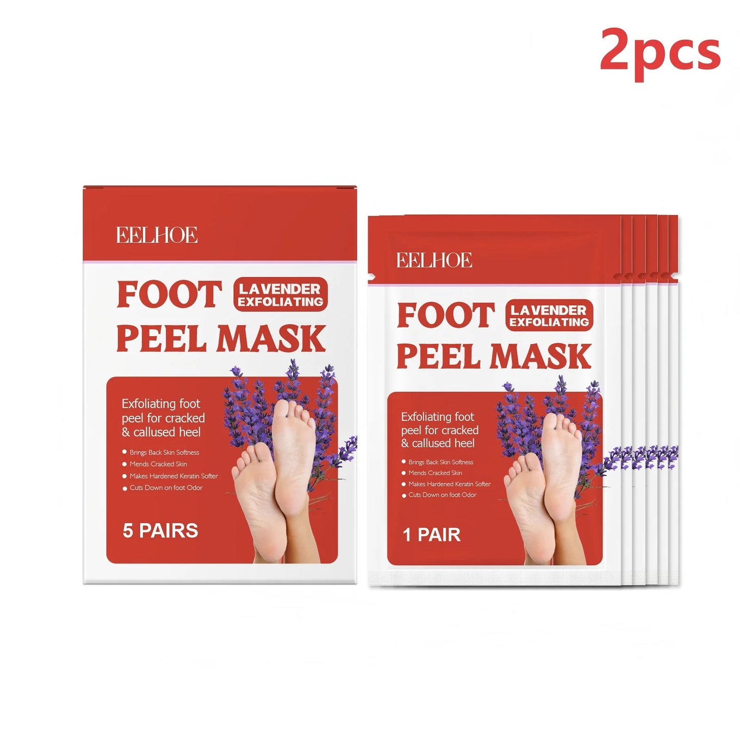 Eelhoe Lavender Foot Peel Mask – Exfoliating Foot Mask 5 Pairs