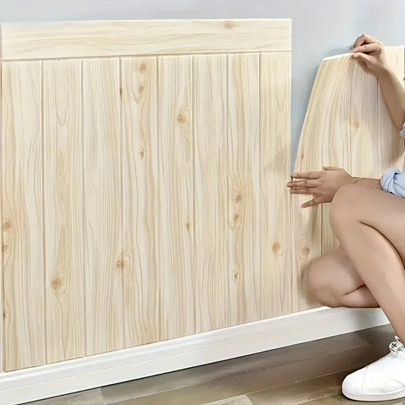 10-Pack 3D Wood Grain Peel & Stick Wall Tiles | Waterproof