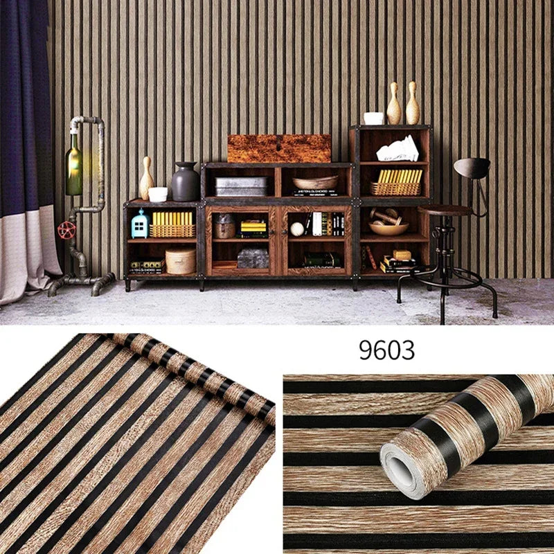Wood Grain Peel & Stick Wallpaper – Waterproof PVC Wall Sticker 45cm