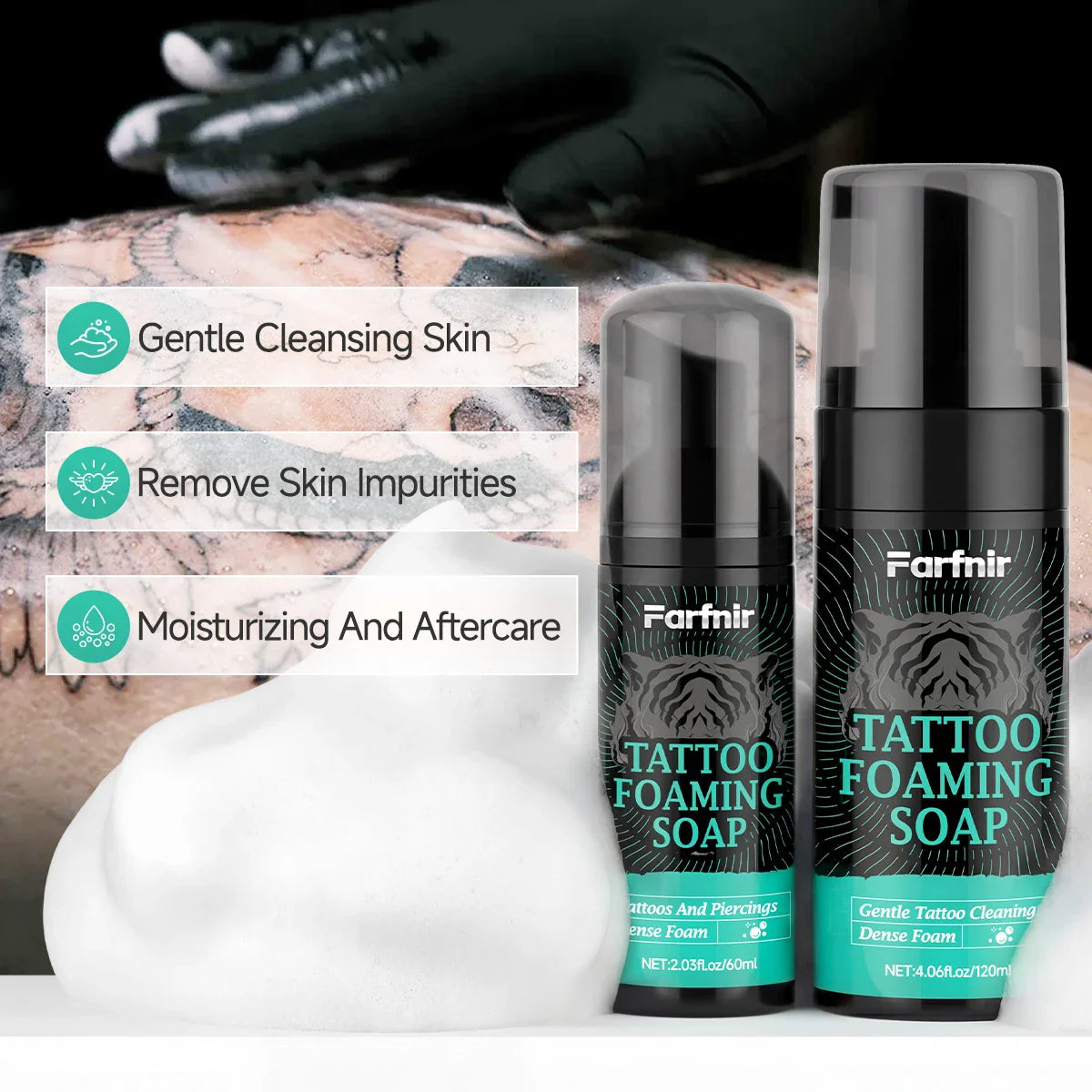 Tattoo Foaming Soap – Moisturizing Cleanser for New & Old Tattoos