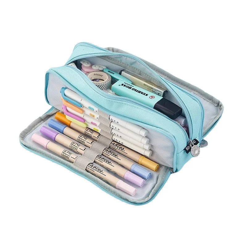Large Pencil Case Big Capacity Storage Bag, Double-Side Open, Student Stationery, Desk Organizer for School Use Peaceful Pleasures Health and Wellness