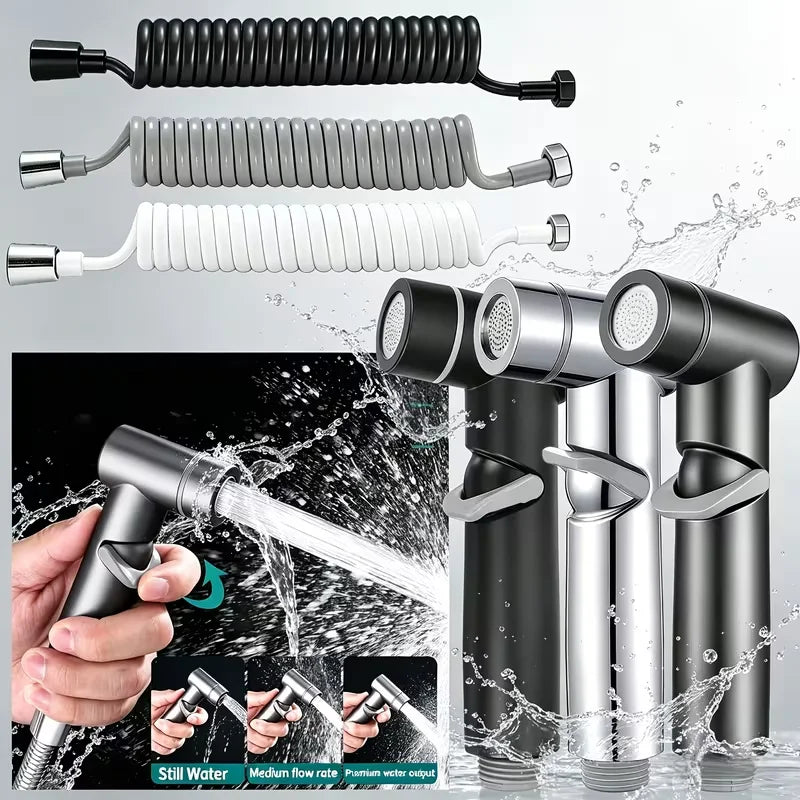 2-Pack Telescopic Handheld Bidet Sprayer Kit | Chrome ABS Spring Hose