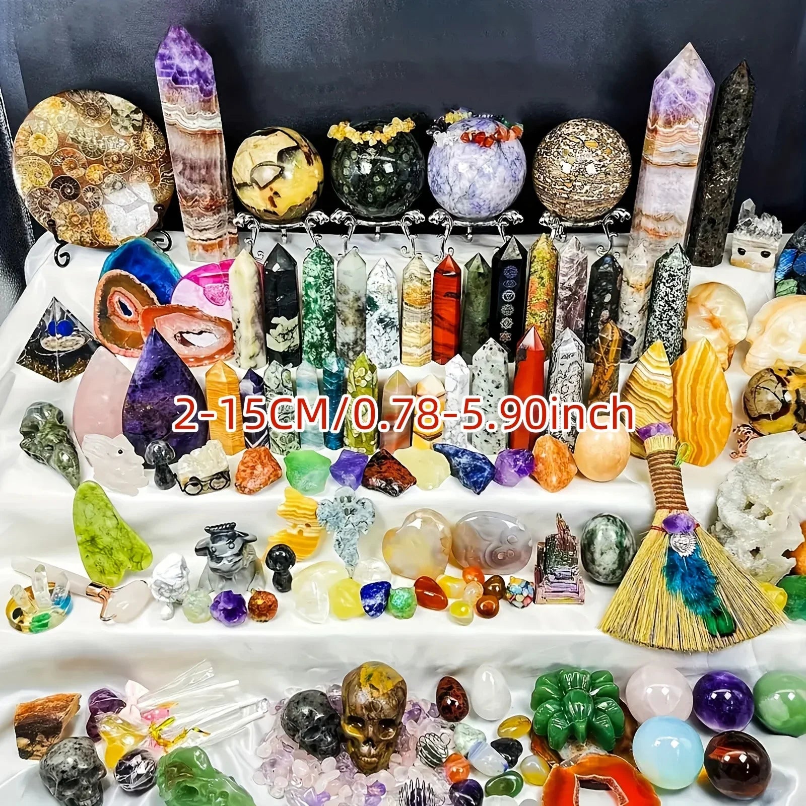 Open your own unique crystals! 1lb-3lb Crystal Gift Box-Mixed Raw Stone, Tower, Sphere, Carving , Bracelet Ring, Home Decoration Peaceful Pleasures Health and Wellness
