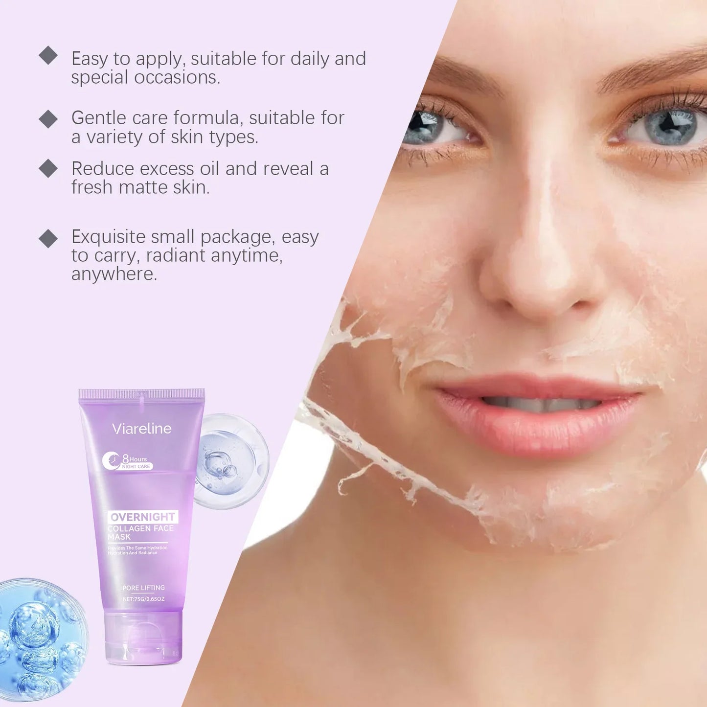 Viareline Collagen Overnight Peel Mask – Hydrate & Refine Pores