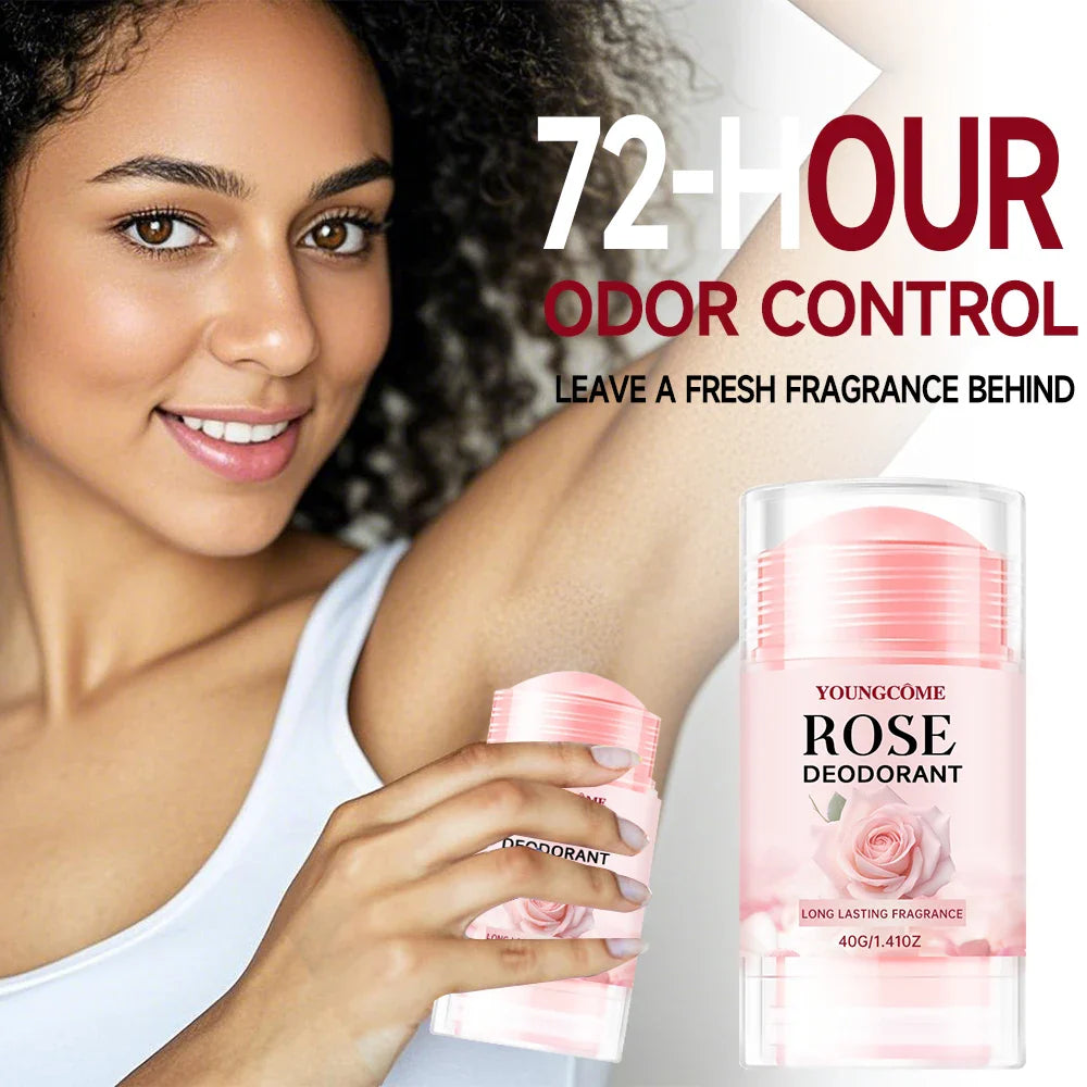 YOUNGCOME Pink Rose Deodorant Stick – 24H Cooling Fresh Scent