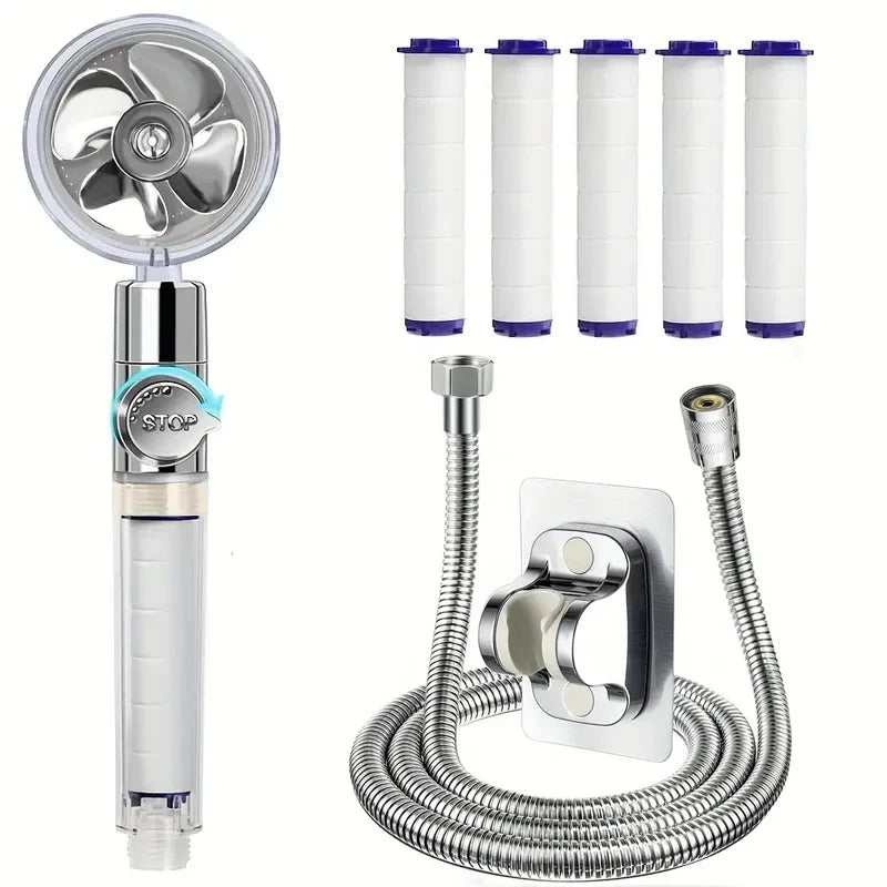 360° Turbine Handheld Shower Head – High Pressure & Water Saving