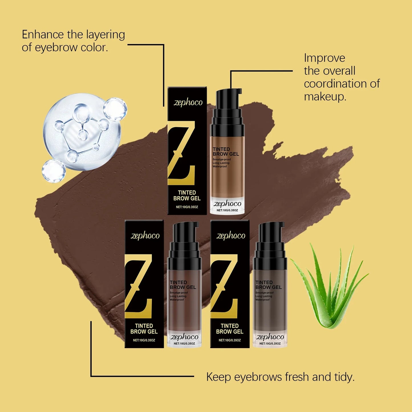 Zephoco Natural Brow Dye Cream – Waterproof & Long-Lasting 10g