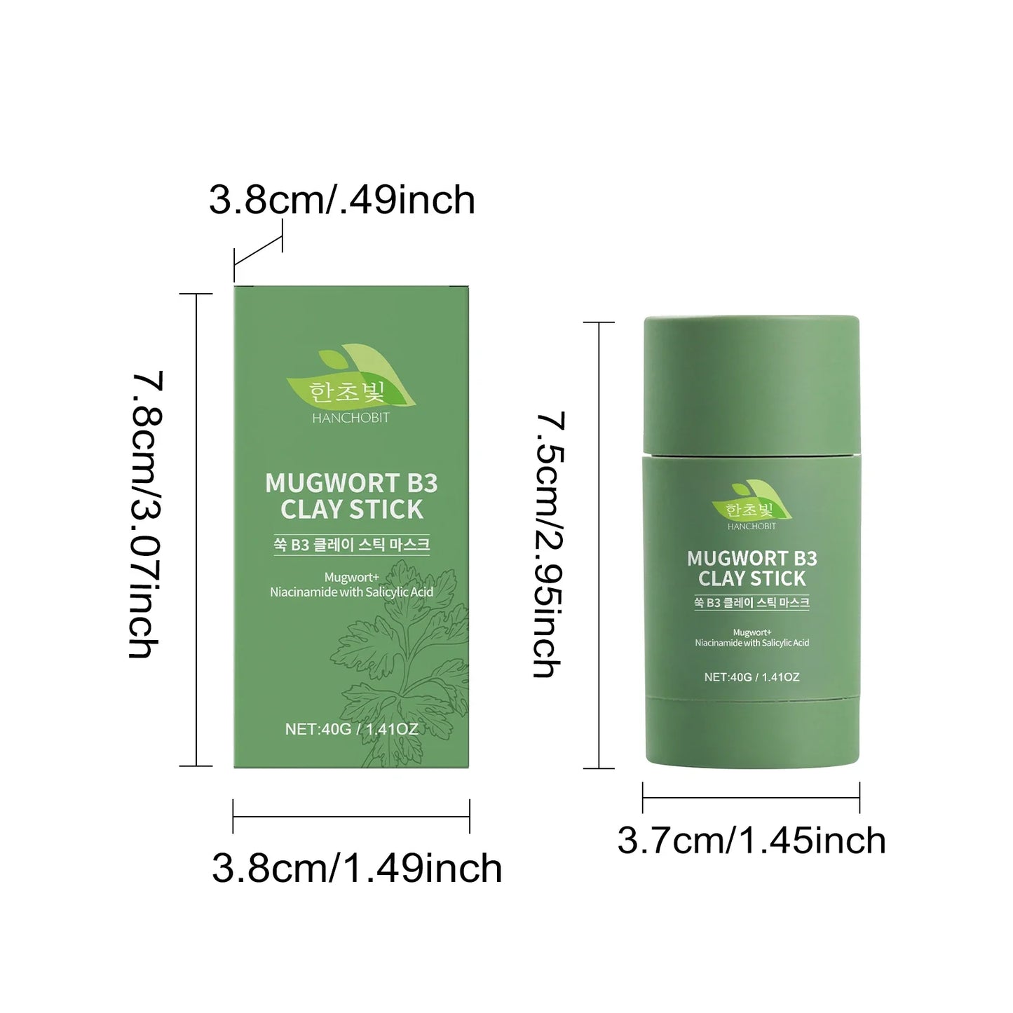 Mugwort Clay Face Mask Stick – Pore Cleanse & Moisturize 40g
