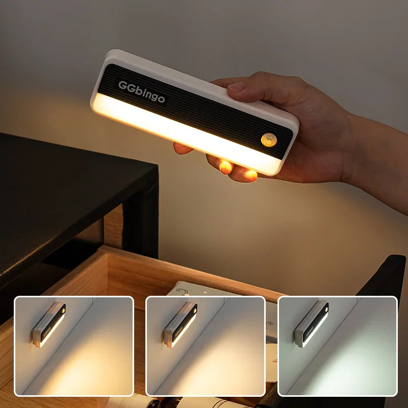 GGbingo New Arrival Human Body Induction Night Light Multi-light Type-C Charging Footlights Wall Lamp 2700K Cabinet Light Peaceful Pleasures Health and Wellness