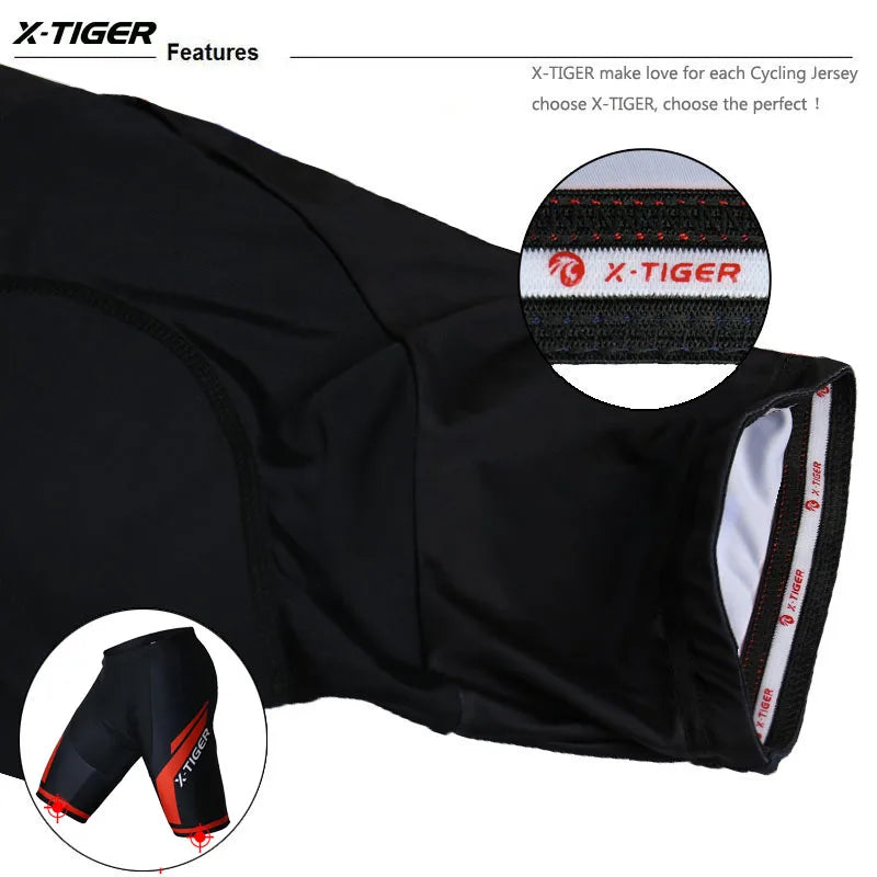 X-TIGER Men's Gel Padded Cycling Shorts – MTB & Road Bike