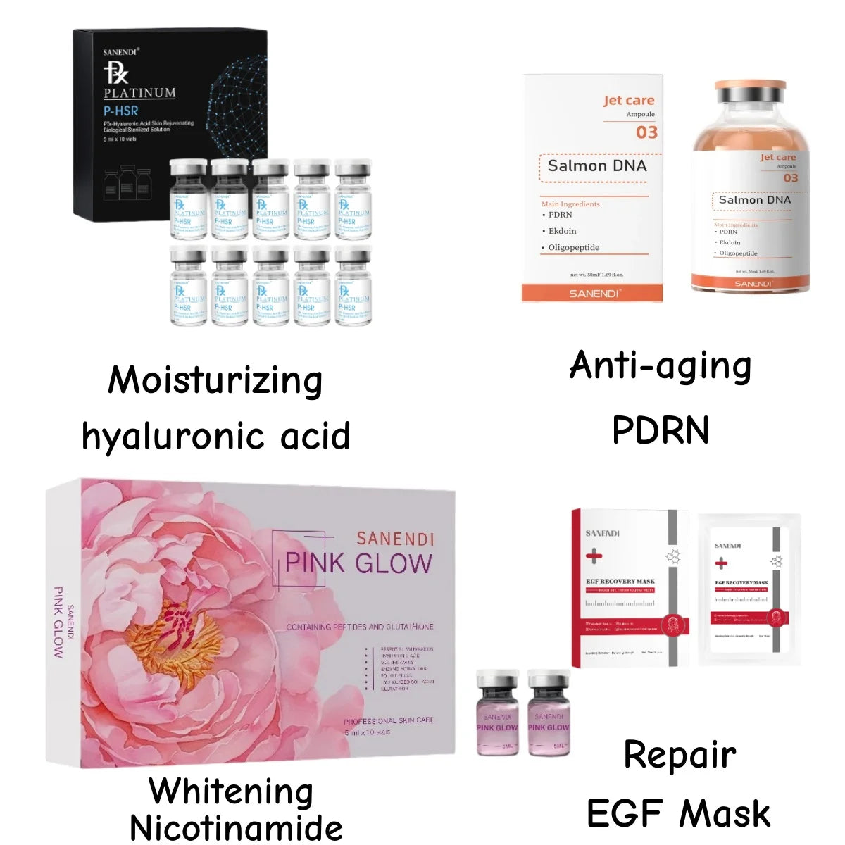 SANENDI Korean Skin Care Set – Hyaluronic Acid, Salmon DNA & Glow