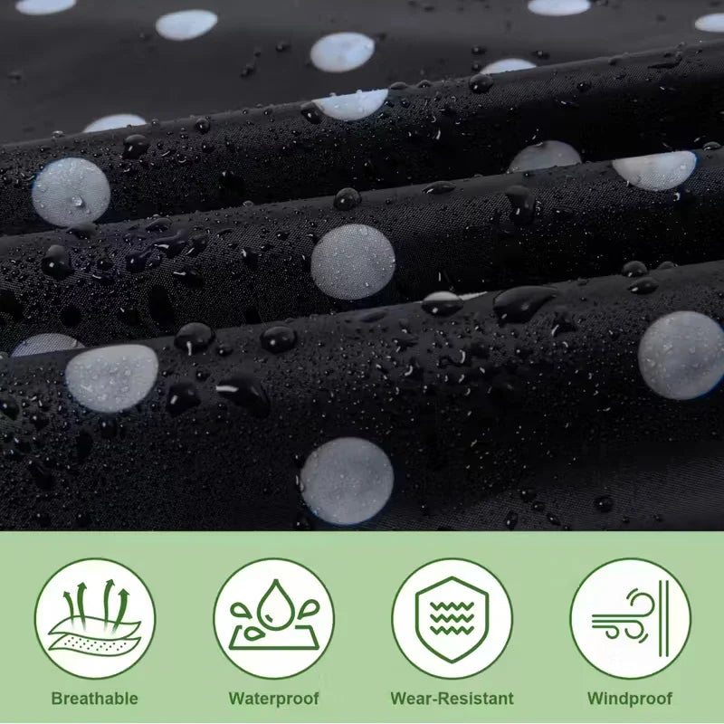 Unisex Zip-Up Rain Poncho | Polka Dot Waterproof Outdoor Coat
