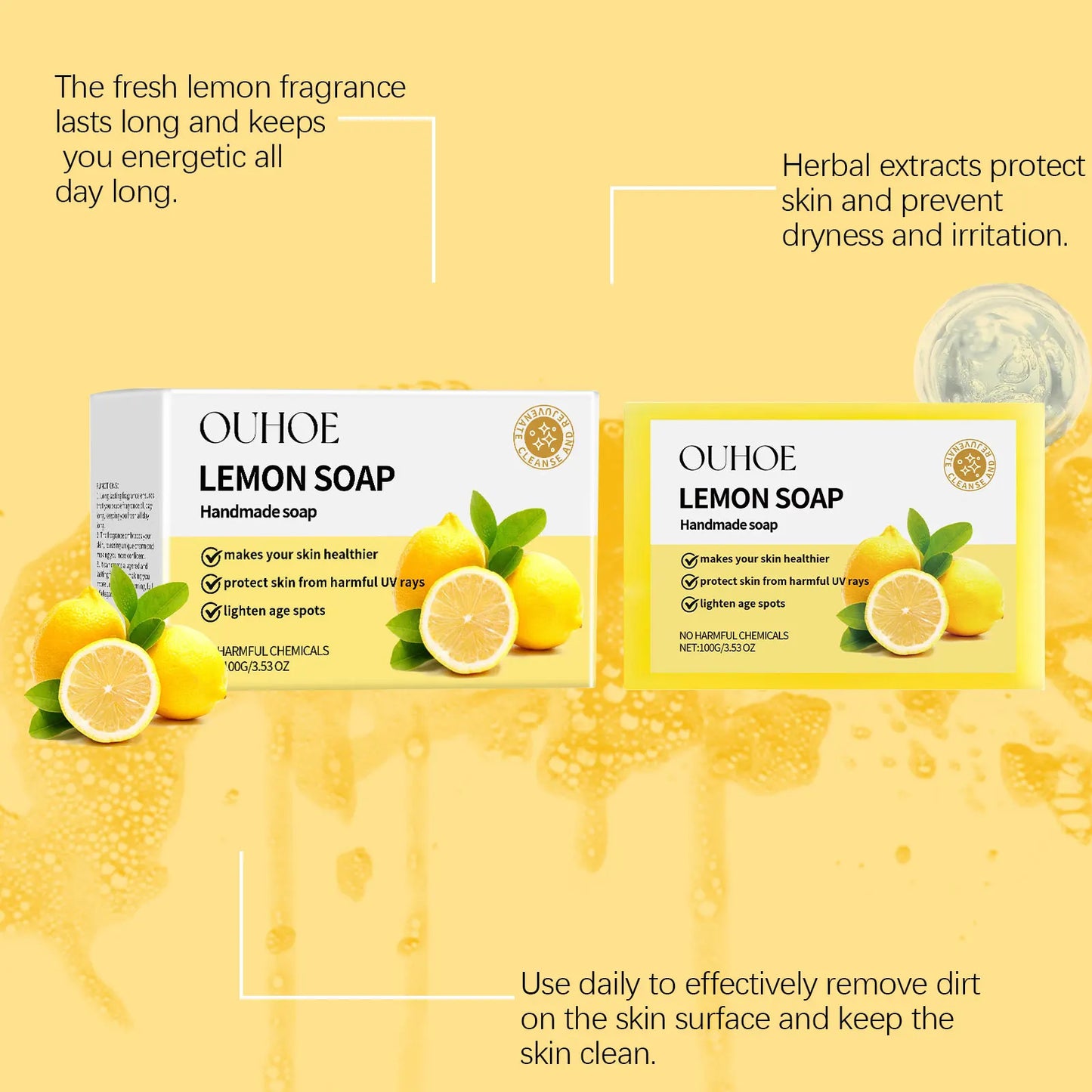 100g Lemon Bath Soap – Oil Control, Moisturizing & Smoothing