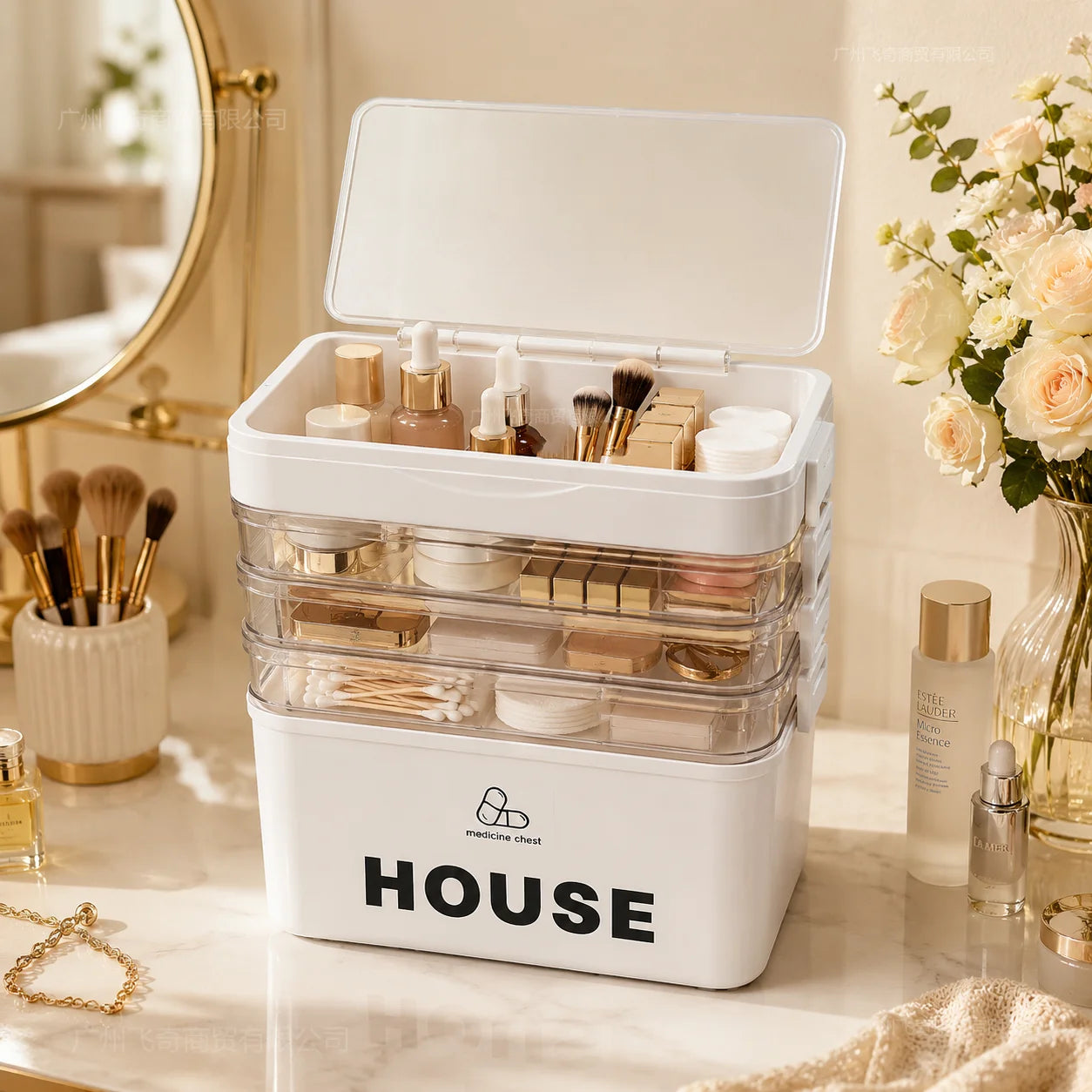 YX Large-Capacity Multi-Tier Stackable Storage Box Practical Portable Home First Aid Emergency Kit with Transparent Lid and Handles Organizer for Pills Crafts Hair Accessories Cosmetics Small Items Kitchen Bathroom Office Dor Peaceful Pleasures Health and Wellness