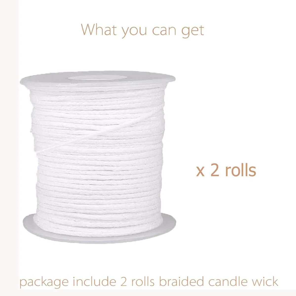 61m Cotton Braided Candle Wicks – 2-Roll DIY Candle Making Set