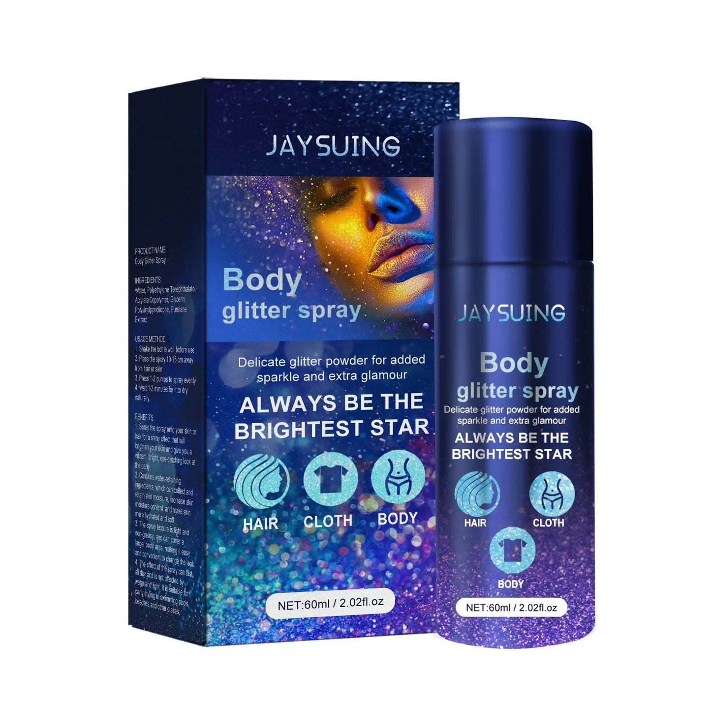 Body Glitter Highlighter Spray – Waterproof Shimmer Sparkle 60ml