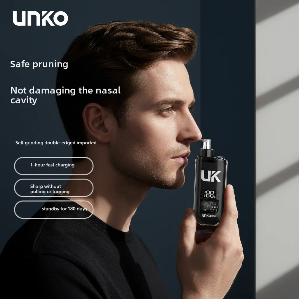 Smart Digital Display Nose Hair Trimmer for Men USB Rechargeable Painless Ear Nose Hair Clipper IPX5 Waterproof Grooming Kit Peaceful Pleasures Health and Wellness