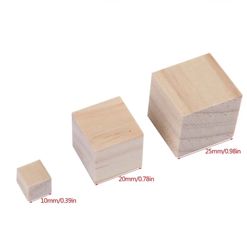 Unfinished Wooden Blocks – 5 Sizes Wood Cubes for DIY Crafts