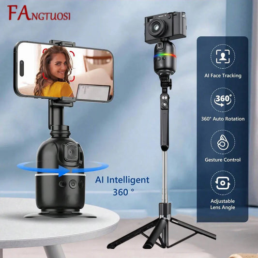 360° AI Face Tracking Gimbal Selfie Stick & Desktop Tripod
