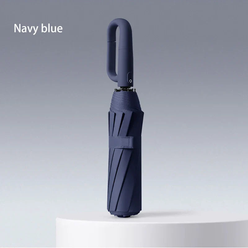 Auto Foldable UV Umbrella UPF50+ Windproof Carabiner Handle