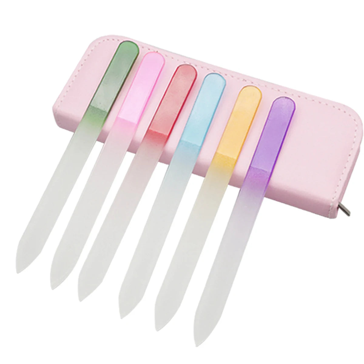 Glass Nail File Nail Art Tools Double Sided Manicure Polishing Nail Scrubs Etching Sand 6pcs Glass Nail File Leather Set Peaceful Pleasures Health and Wellness