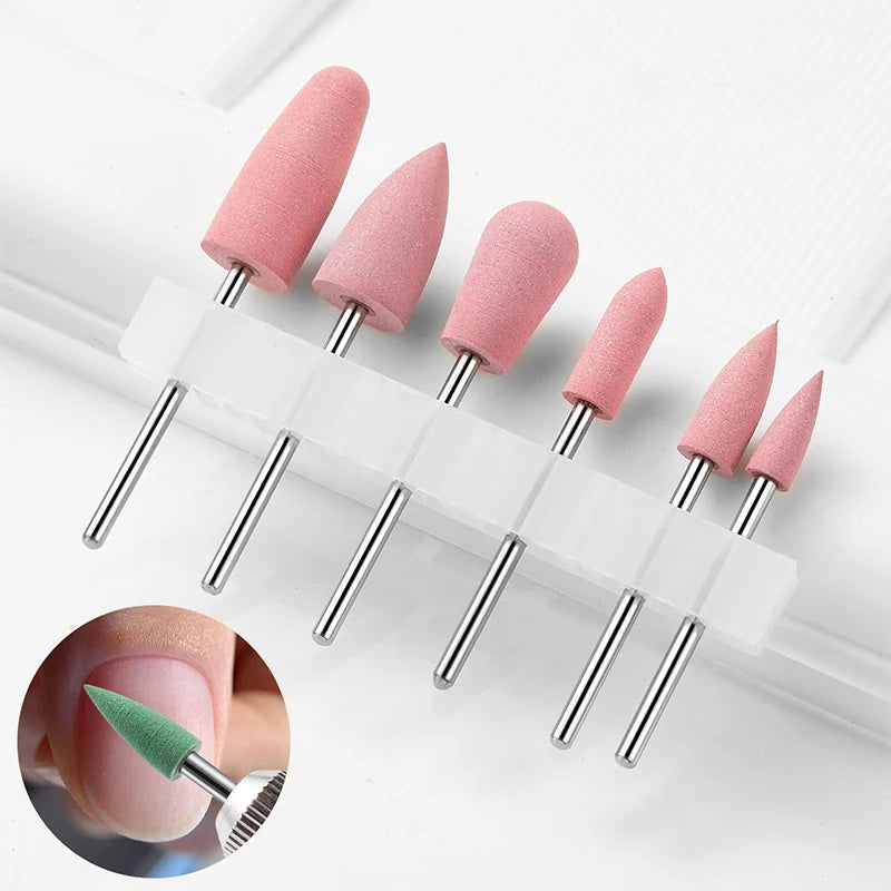 Manicure Front Grinding Heads, 6pcs Silicone Grinding Heads Set, Polishing Remover Grinding Heads, Rubber Manicure Tools Peaceful Pleasures Health and Wellness
