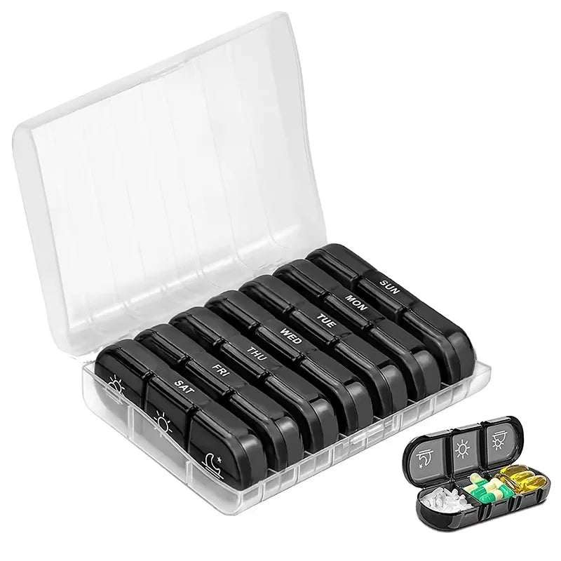 7-Day Pill Organizer 21 Compartments | 3x Daily Travel Pill Box