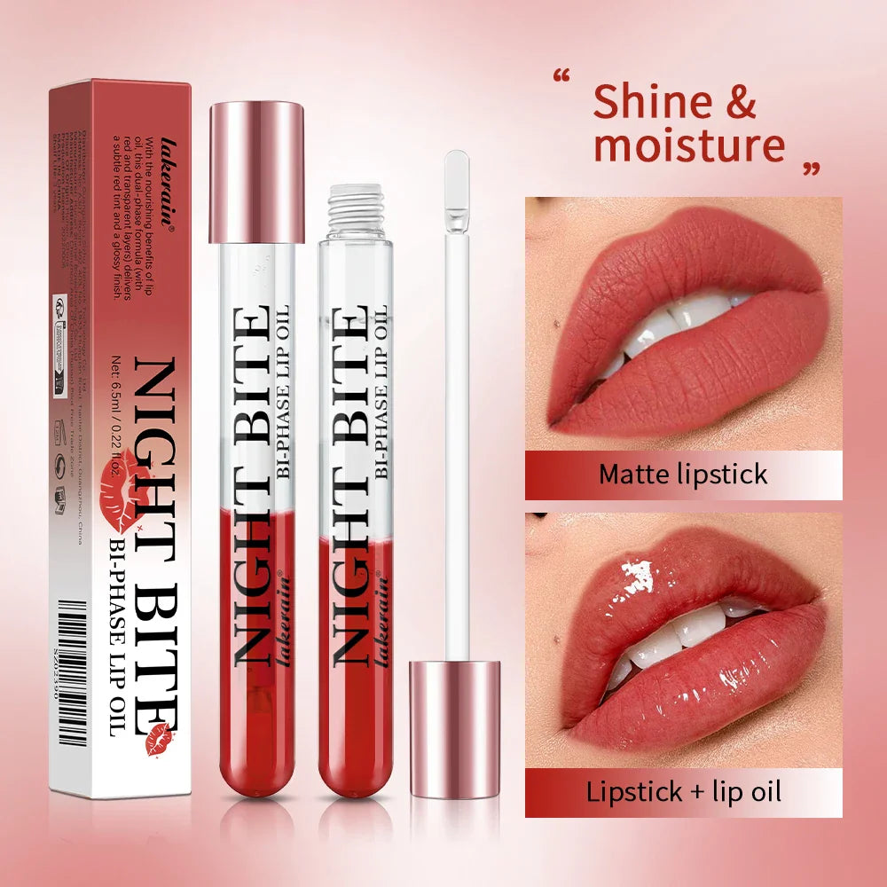 Night Bite Bi-Phase Glossy Lip Oil – Nourishing & Moisturizing