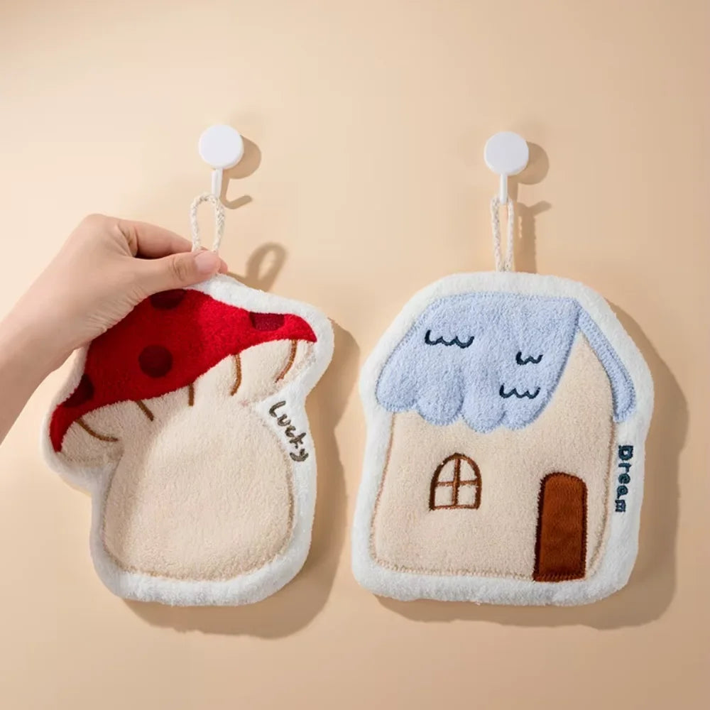Cute Cartoon Hanging Hand Towels | Absorbent Coral Fleece Hanging Hand Towels Peaceful Pleasures Health and Wellness