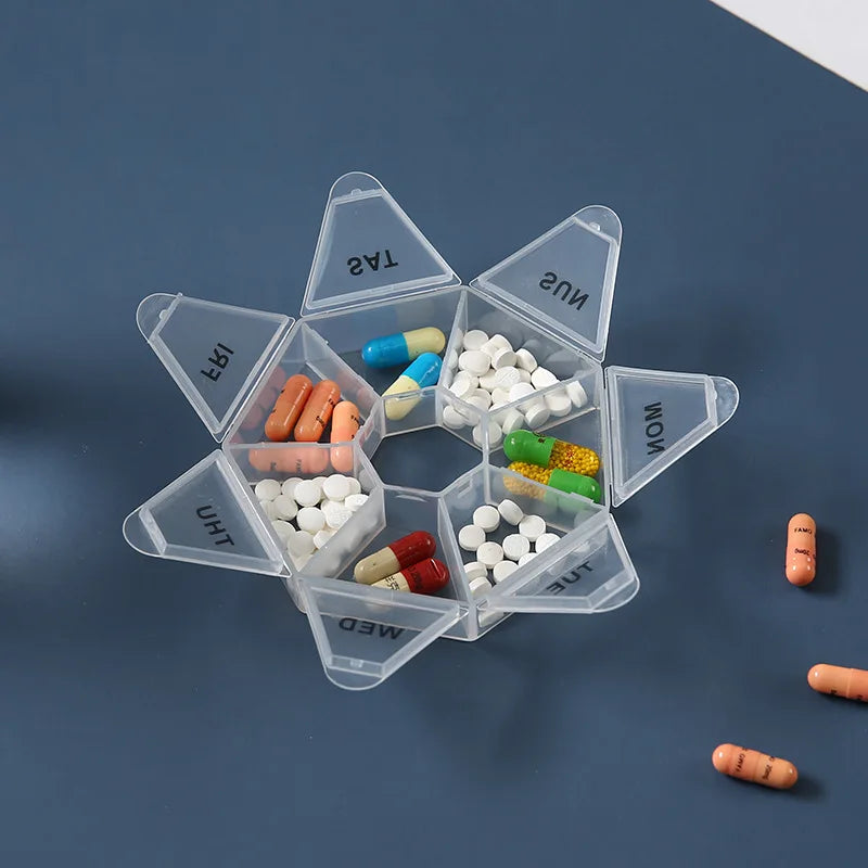7 Days Weekly Pillbox Tablet Holder Medicine Storage Case Drug Container Pill Organizer Weekly Capsule Pill Box Color Organizer Peaceful Pleasures Health and Wellness